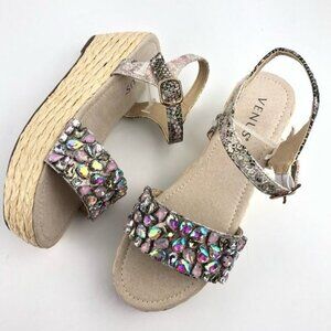 New Women's Venus Jeweled Straw Platform Espadrilles Sandals Size 10